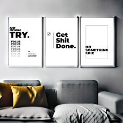 Get Shit Done 3'lü Motivasyon Poster seti (ÇERÇEVESİZ)