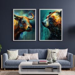 Water Drop Bull & Bear Poster (ÇERÇEVESİZ)